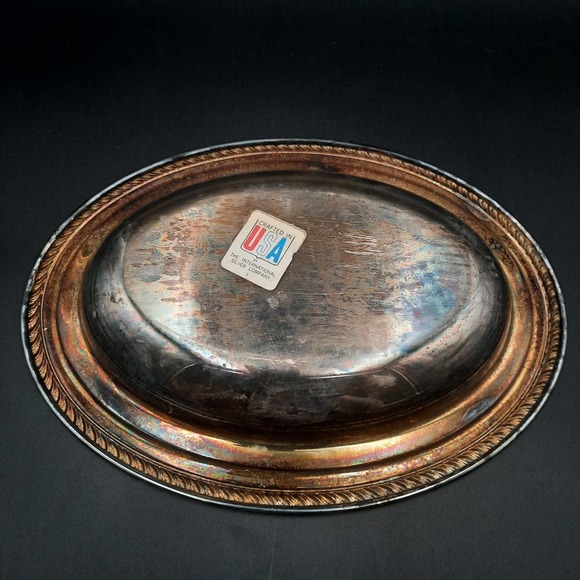 International Silver CO. Silver Plate Oval Platter Serving Dish Rope Edge - Picture 11 of 11